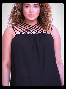 Black strappy Georgette Torrid tank